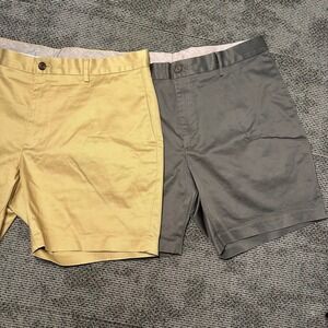 Buttoned Down Mens Slim Fit Supima Cotton Stretch Chino Shorts 38 Khaki Grey 2Pk